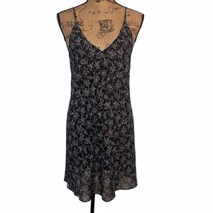 Calvin Klein Black Floral Satin Slip Nightgown Lingerie Sleepwear size Small